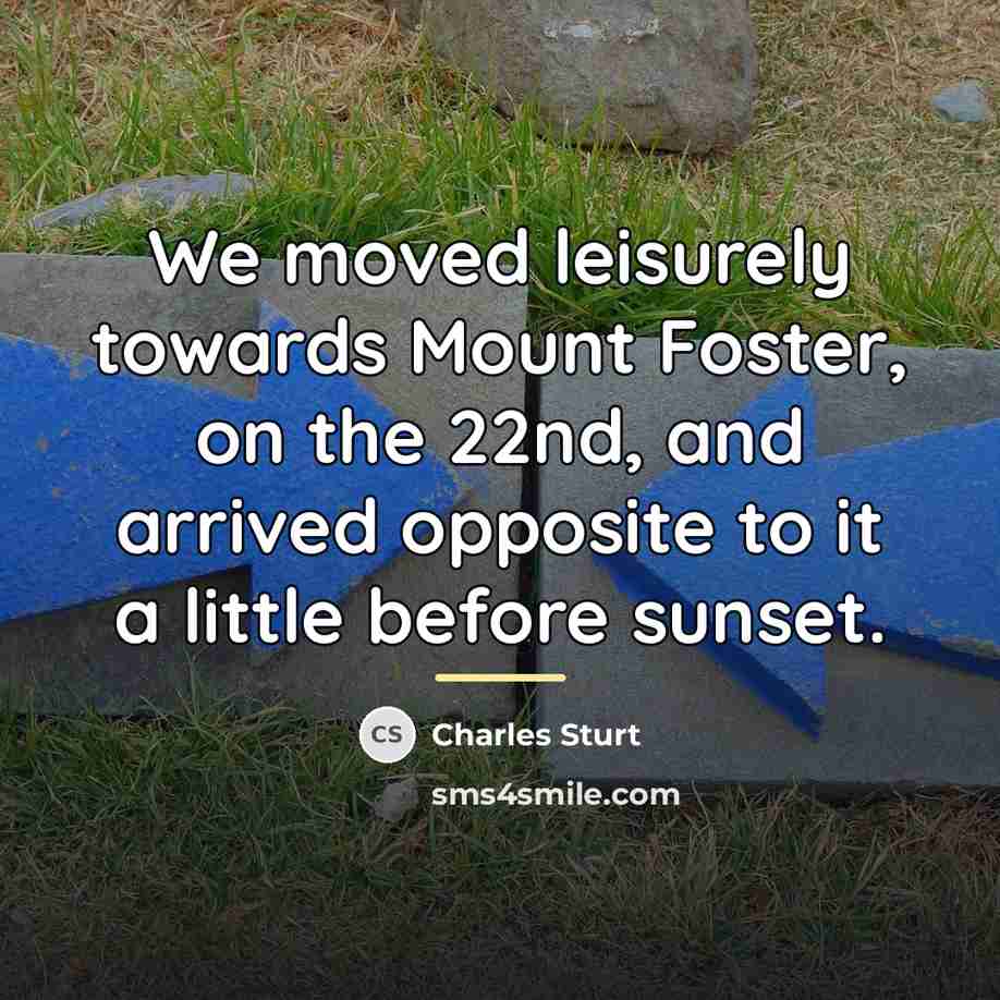 “We moved leisurely towards Mount Foster, on the 22nd, and…” quote by Charles Sturt