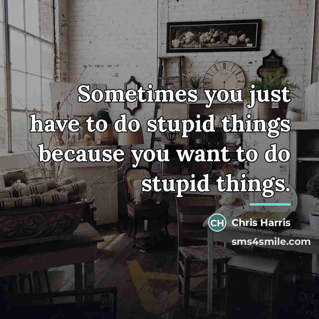 “Sometimes you just have to do stupid things because you…” quote by Chris Harris