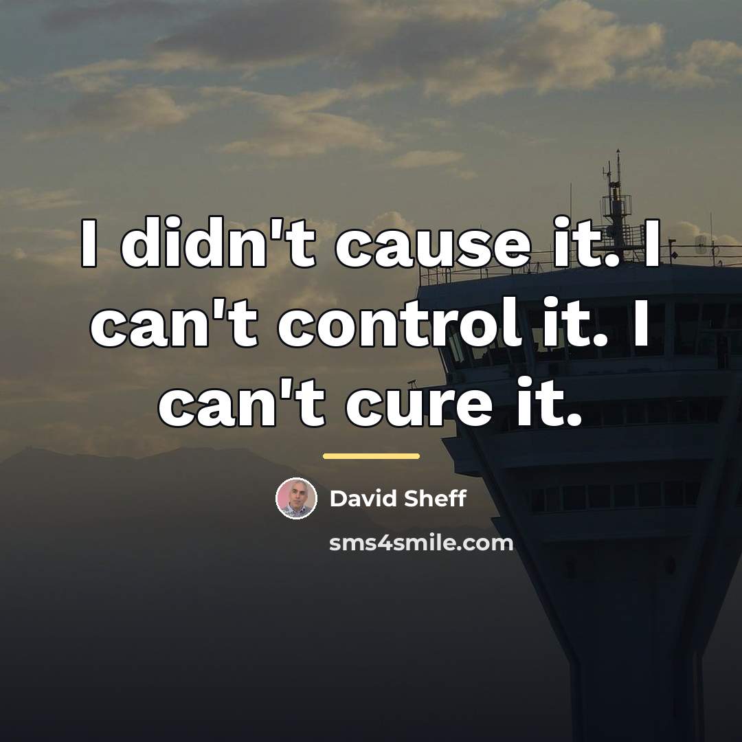 “I didn't cause it. I can't control it. I can't…” quote by David Sheff