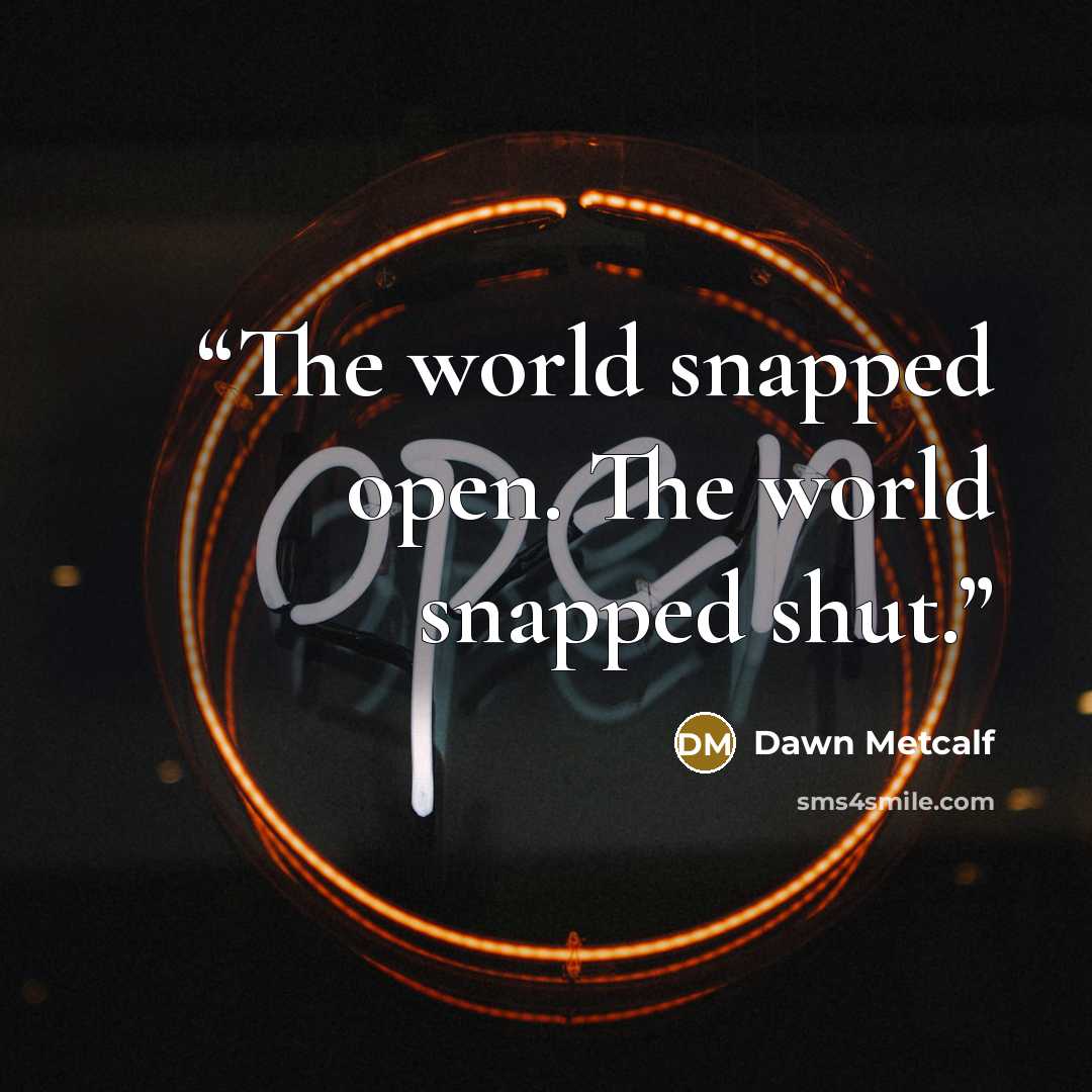 “The world snapped open. The world snapped shut.” quote by Dawn Metcalf