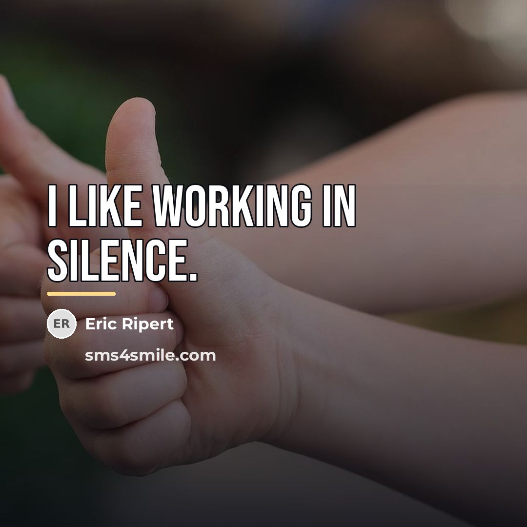 “I like working in silence.…” quote by Eric Ripert