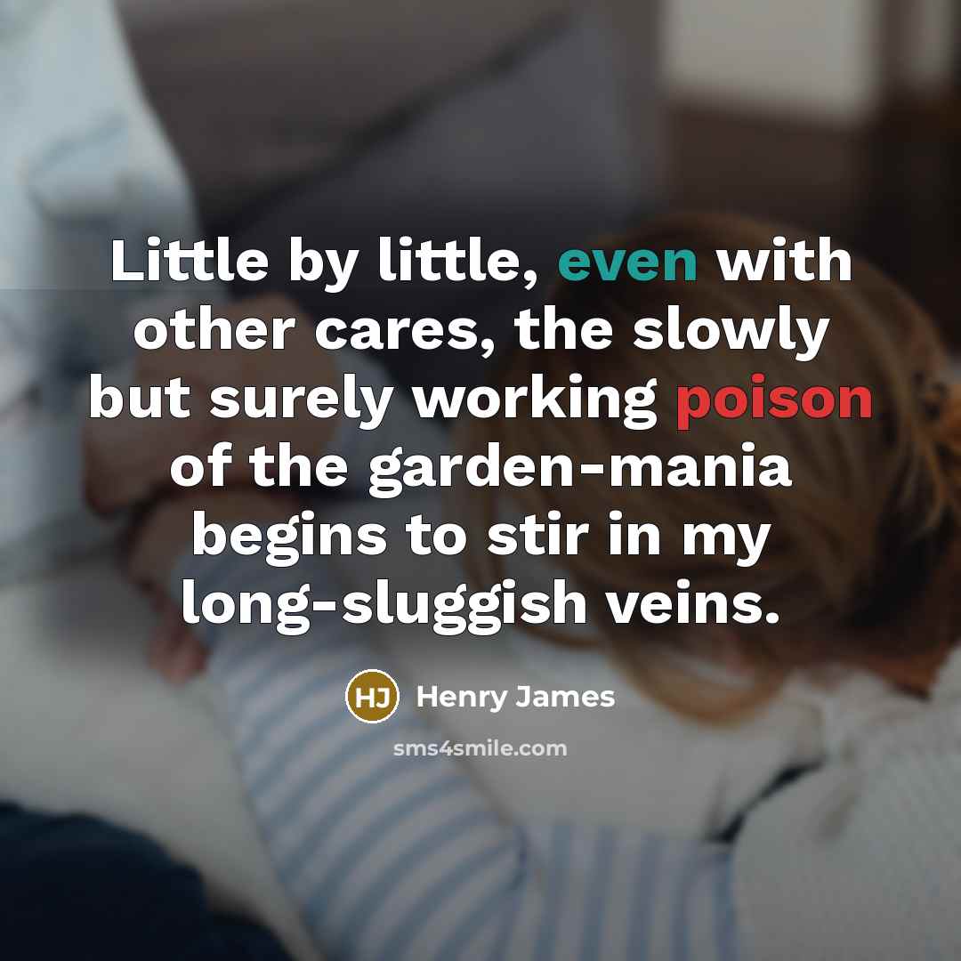 “Little by little, even with other cares, the slowly but…” quote by Henry James