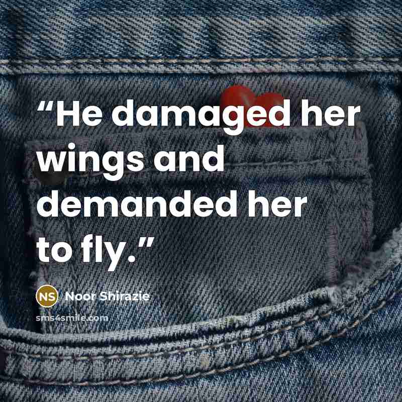 “He damaged her wings and demanded her to fly.” quote by Noor Shirazie