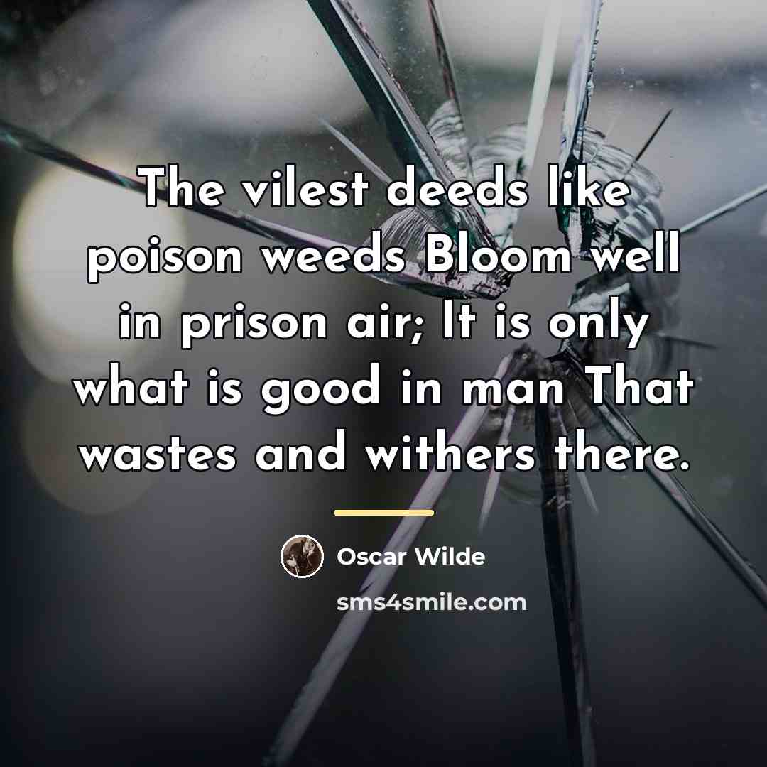 “The vilest deeds like poison weeds Bloom well in prison…” quote by Oscar Wilde