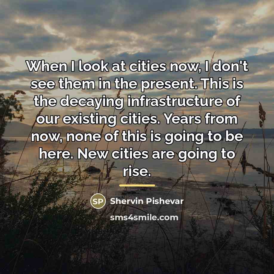 “When I look at cities now, I don't see them…” quote by Shervin Pishevar