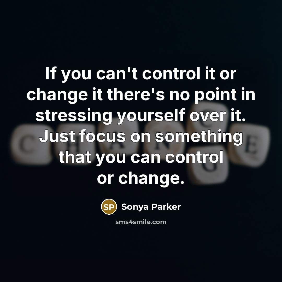 “If you can't control it or change it there's no…” quote by Sonya Parker