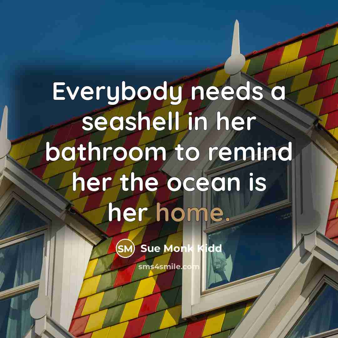 “Everybody needs a seashell in her bathroom to remind her…” quote by Sue Monk Kidd