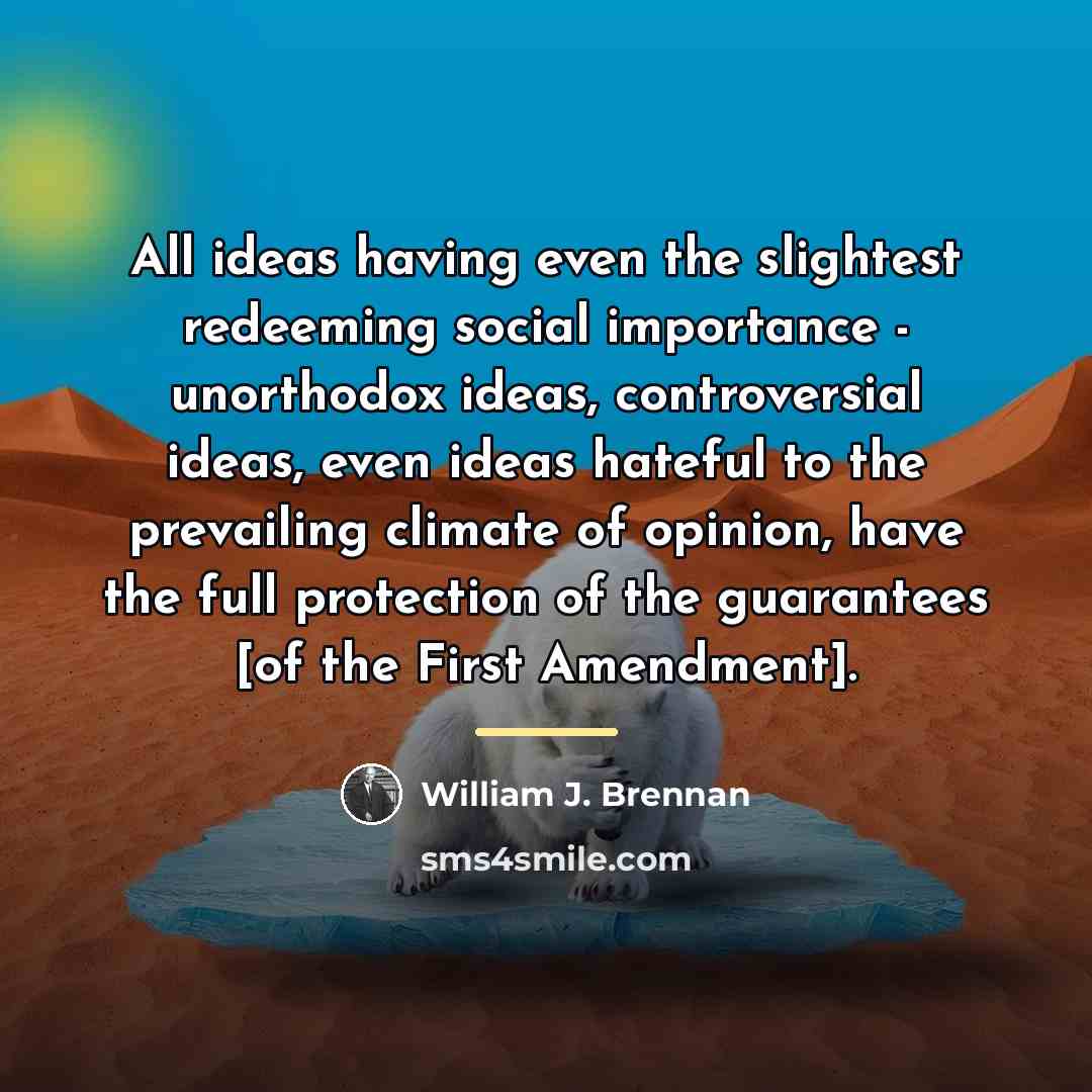 “All ideas having even the slightest redeeming social importance -…” quote by William J. Brennan