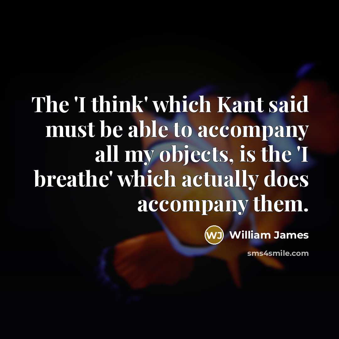 “The 'I think' which Kant said must be able to…” quote by William James