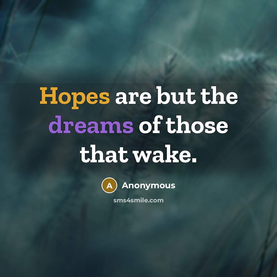 “Hopes are but the dreams of those that wake.…” quote by Anonymous