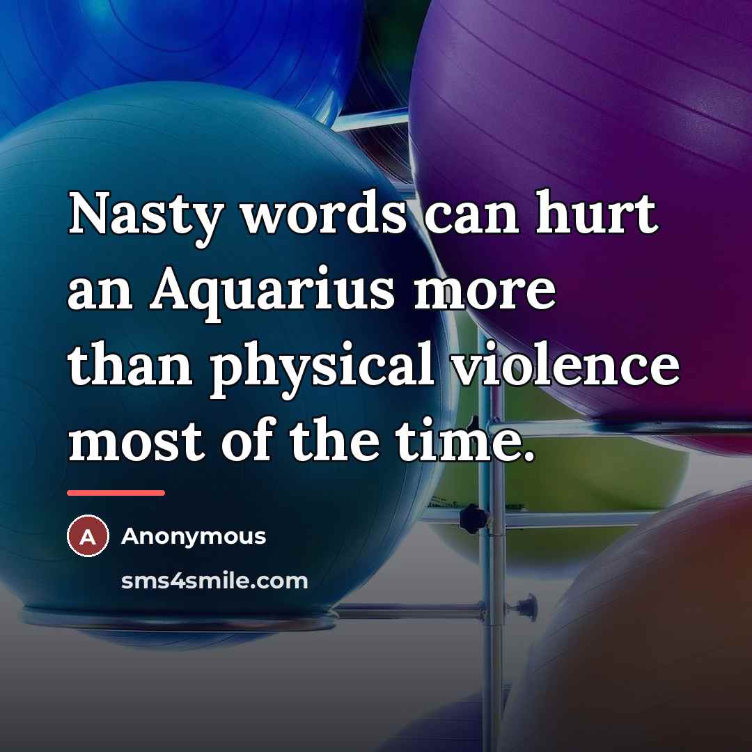 “Nasty words can hurt an Aquarius more than physical violence…” quote by Anonymous