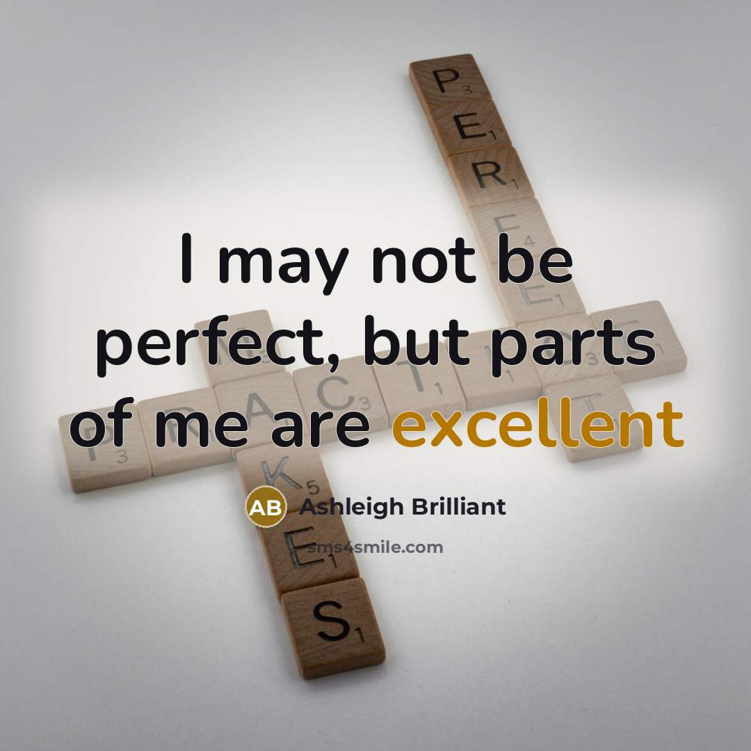 “I may not be perfect, but parts of me are…” quote by Ashleigh Brilliant