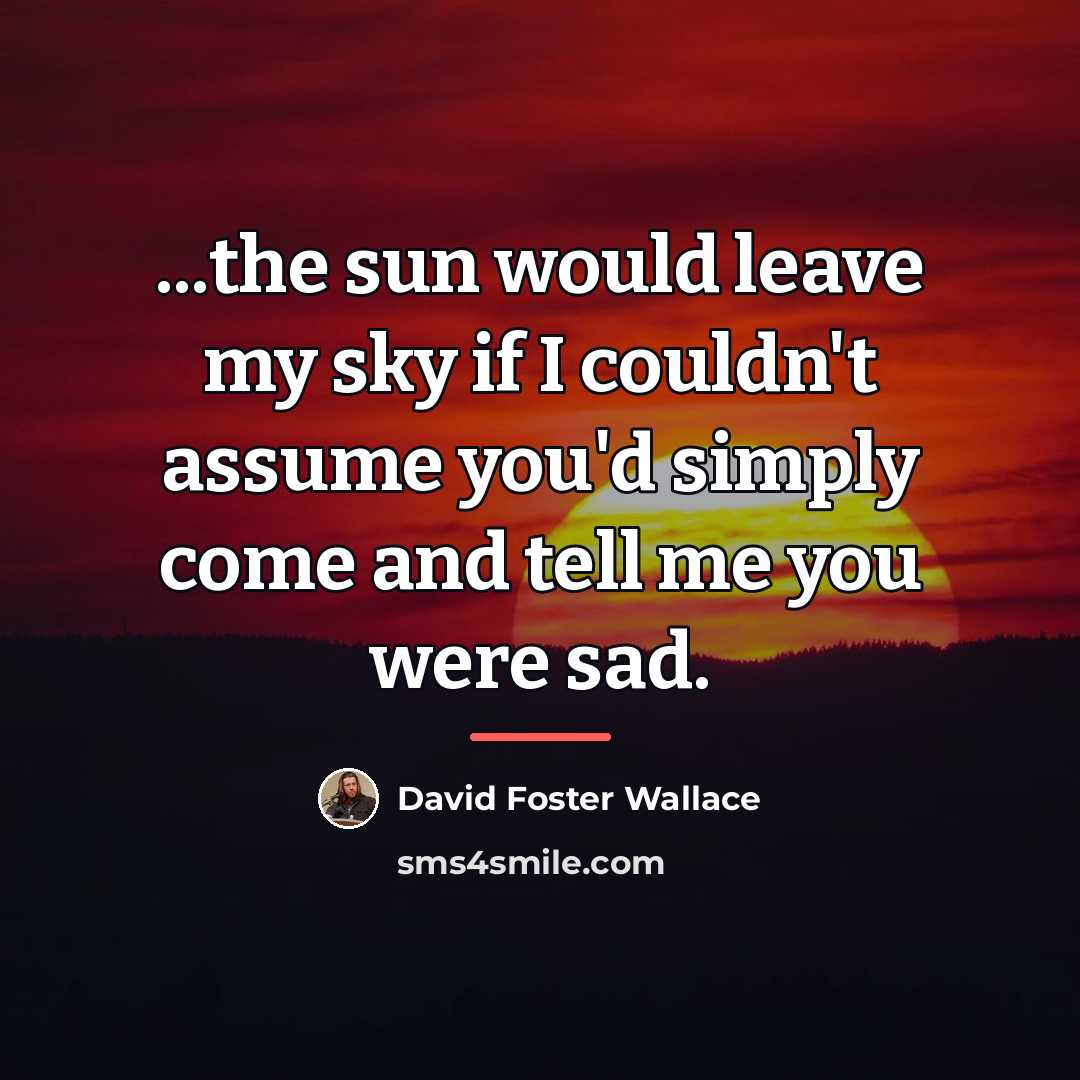 “...the sun would leave my sky if I couldn't assume…” quote by David Foster Wallace