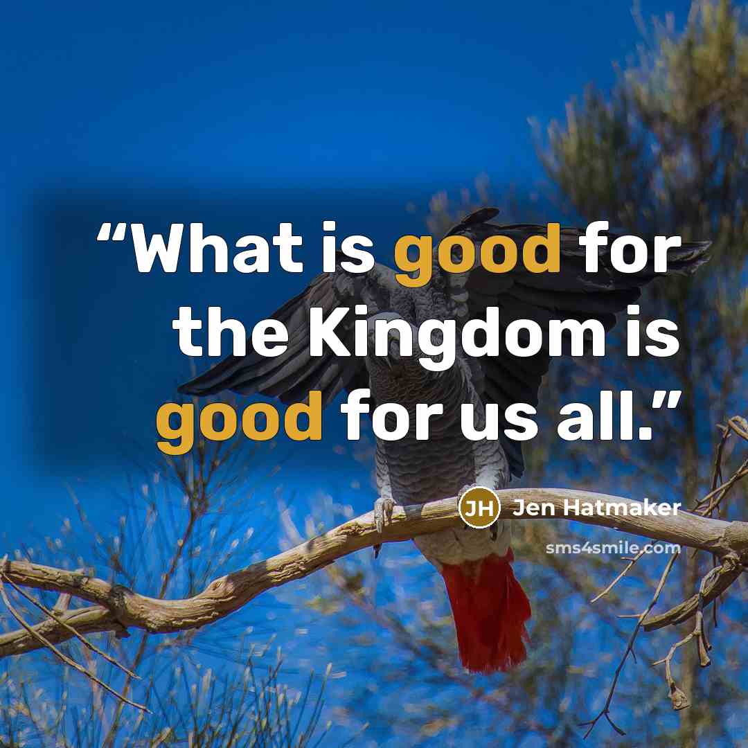 “What is good for the Kingdom is good for us all.” quote by Jen Hatmaker