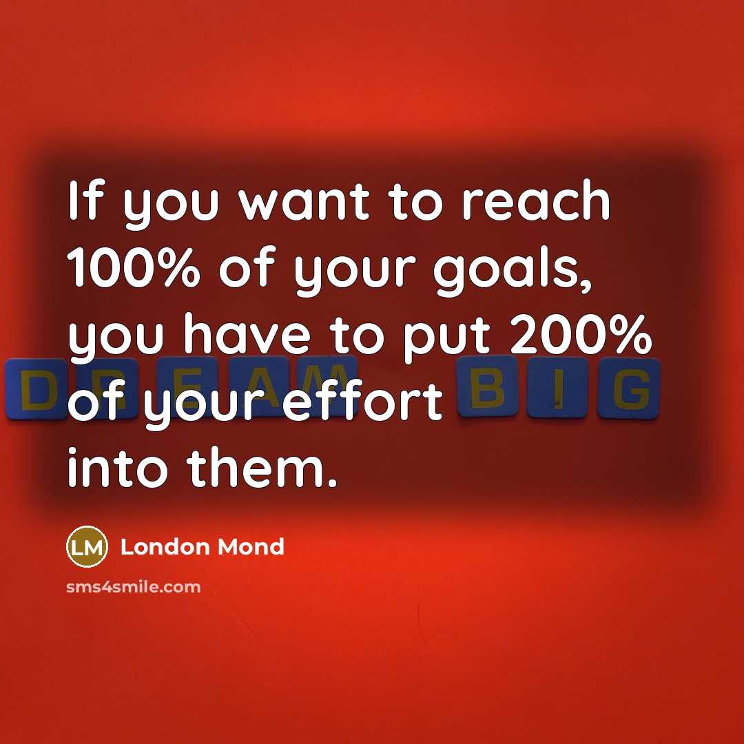 “If you want to reach 100% of your goals, you…” quote by London Mond