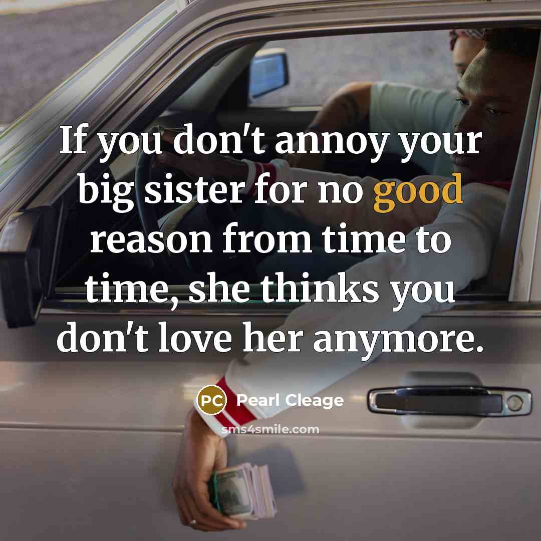 “If you don't annoy your big sister for no good…” quote by Pearl Cleage