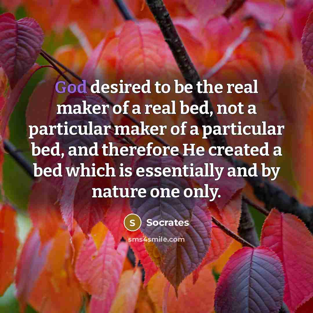 “God desired to be the real maker of a real…” quote by Socrates