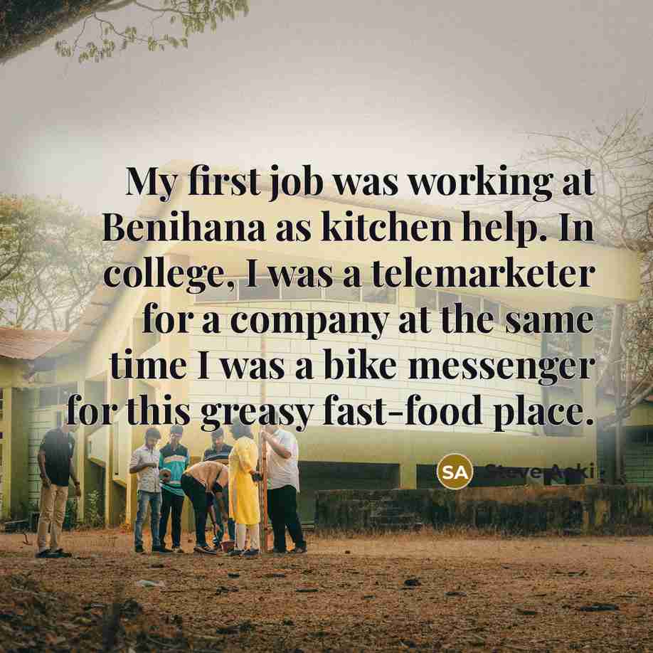 “My first job was working at Benihana as kitchen help.…” quote by Steve Aoki