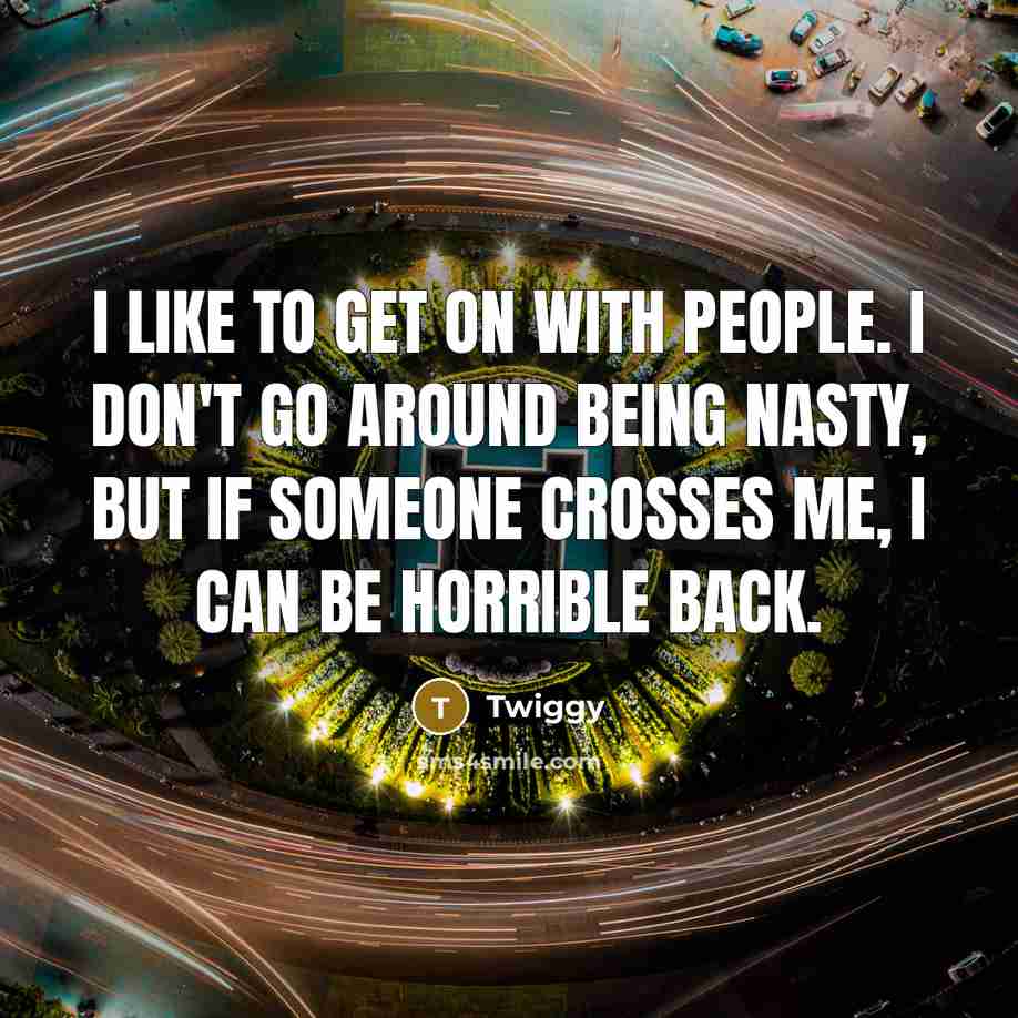 “I like to get on with people. I don't go…” quote by Twiggy