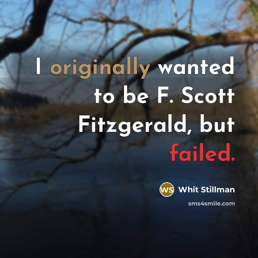 “I originally wanted to be F. Scott Fitzgerald, but failed.” quote by Whit Stillman