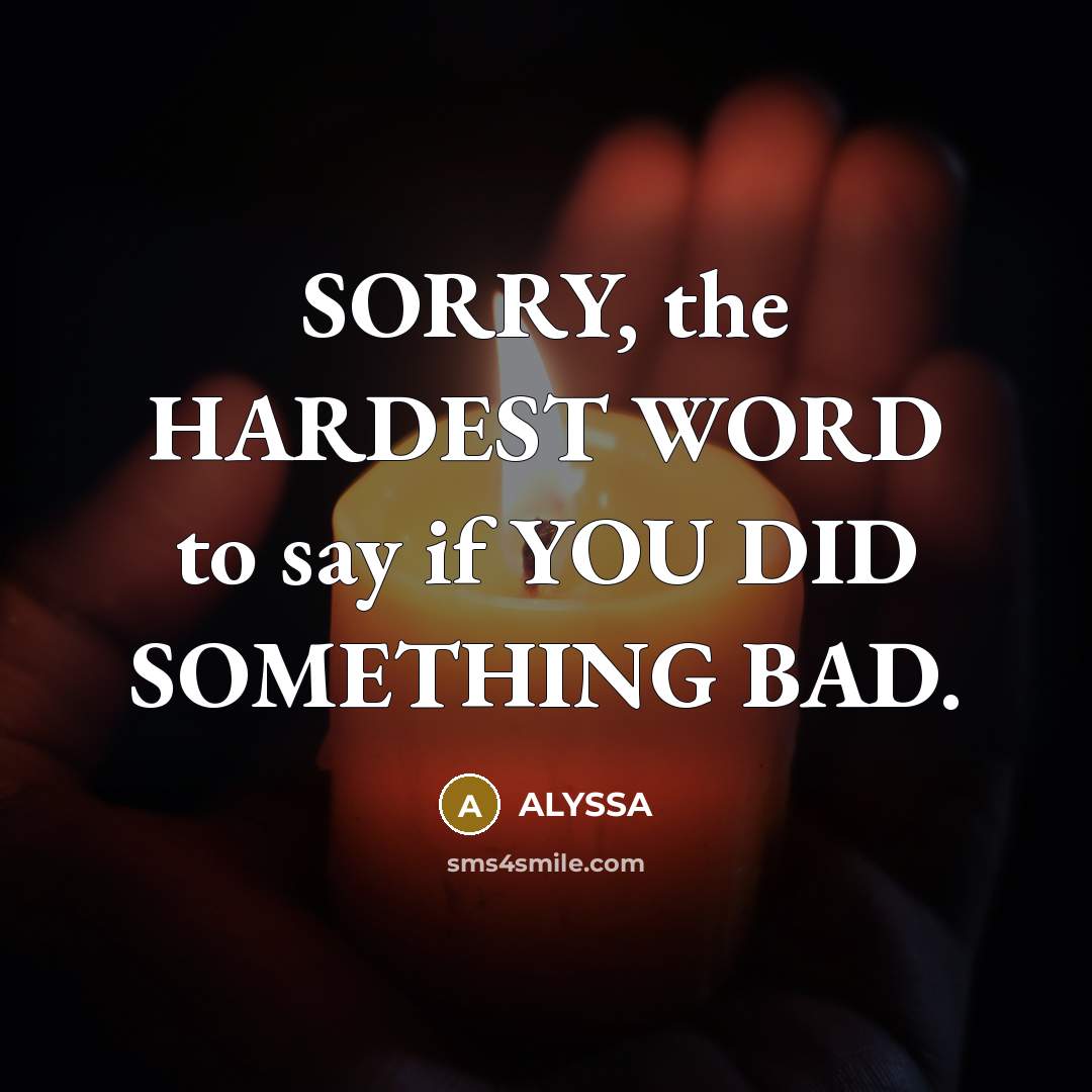 “SORRY, the HARDEST WORD to say if YOU DID SOMETHING BAD.” quote by ALYSSA