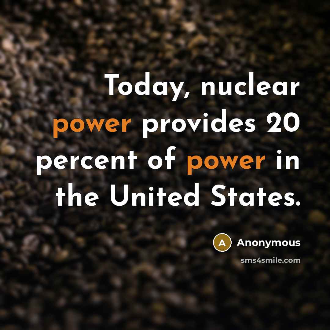 “Today, nuclear power provides 20 percent of power in the United States.” quote by Anonymous
