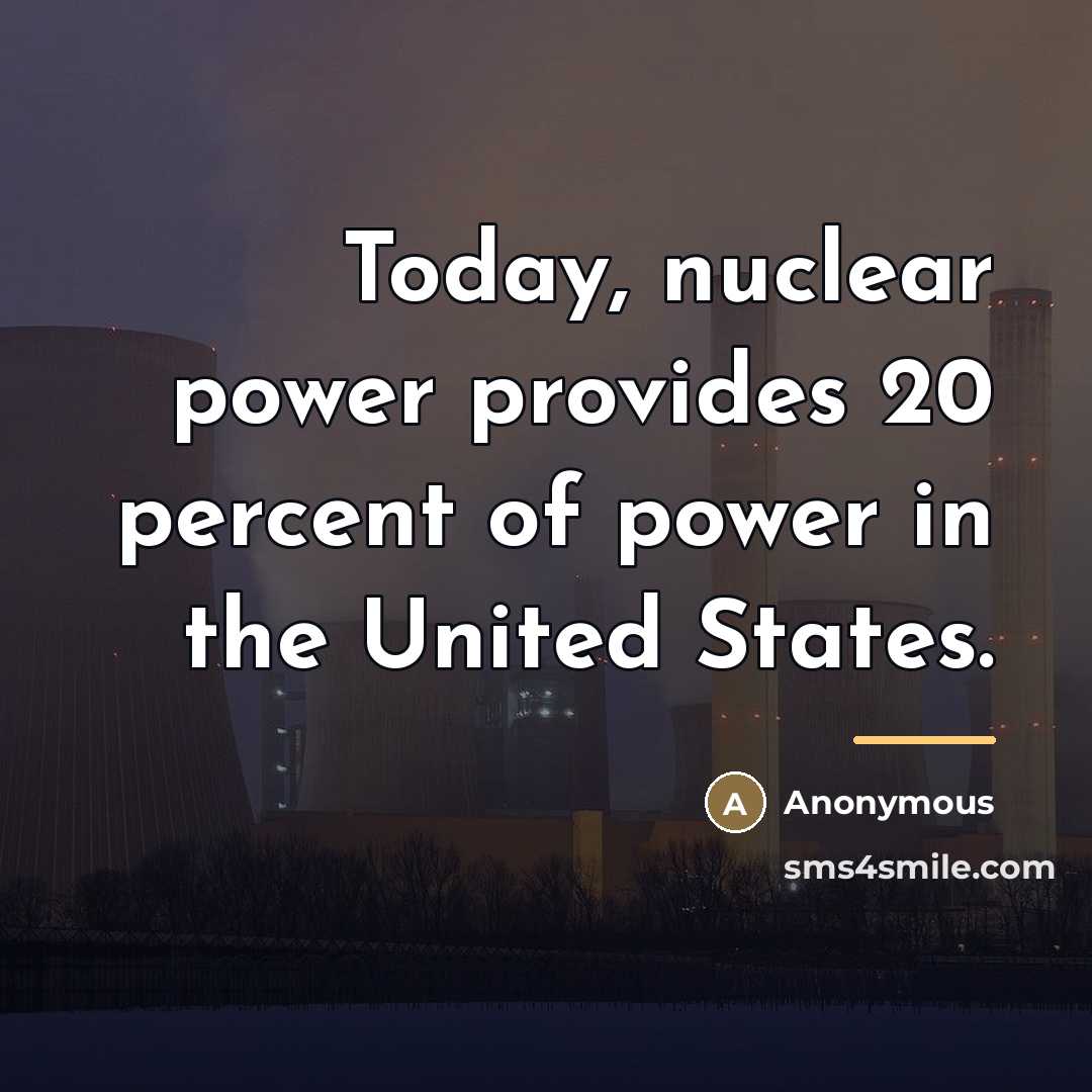 “Today, nuclear power provides 20 percent of power in the…” quote by Anonymous