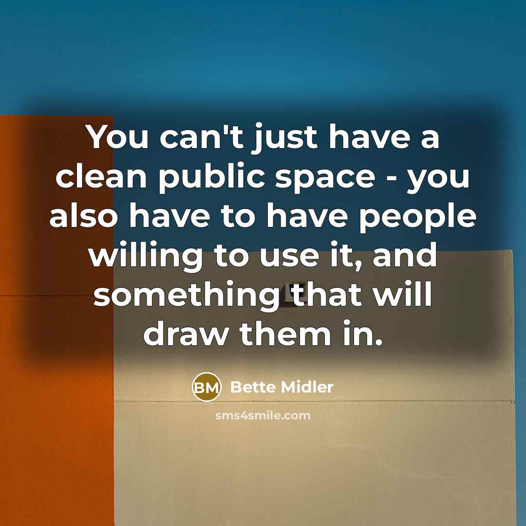 “You can't just have a clean public space - you…” quote by Bette Midler
