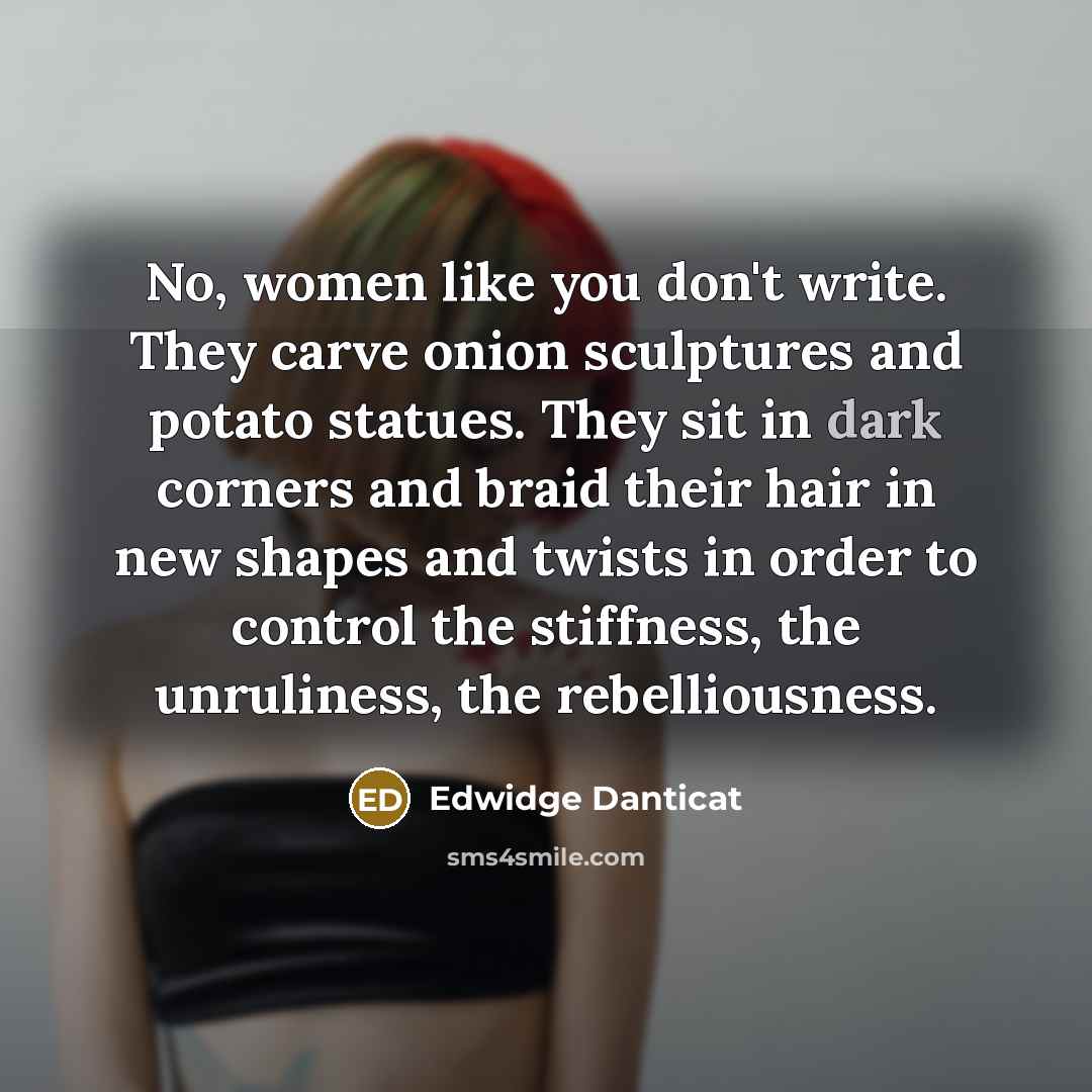 “No, women like you don't write. They carve onion sculptures…” quote by Edwidge Danticat