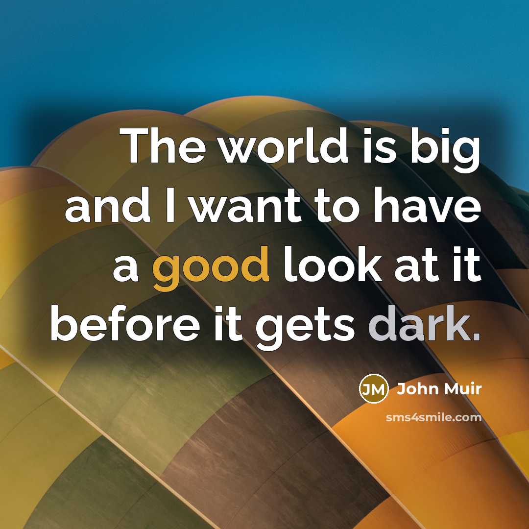 “The world is big and I want to have a…” quote by John Muir