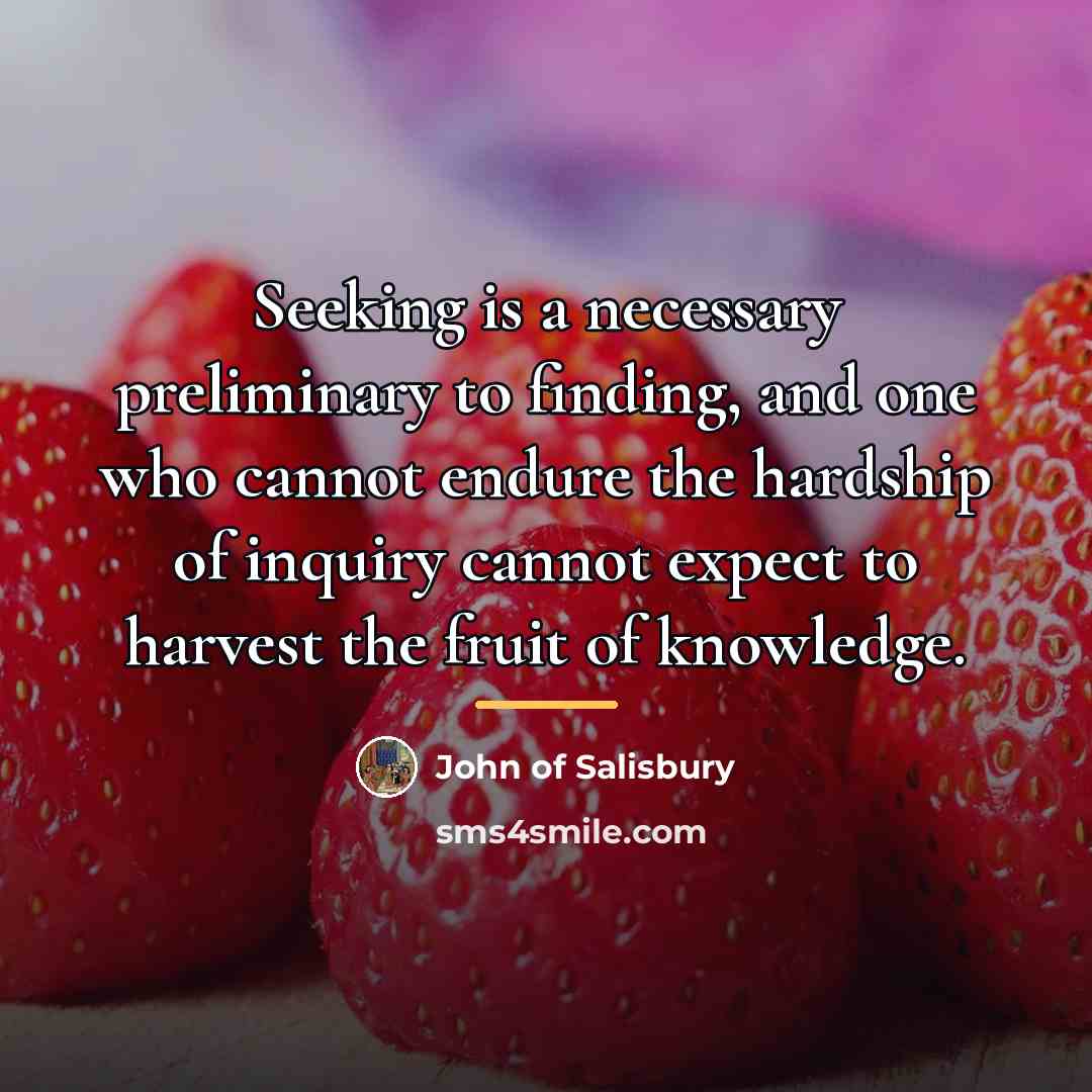 “Seeking is a necessary preliminary to finding, and one who…” quote by John of Salisbury