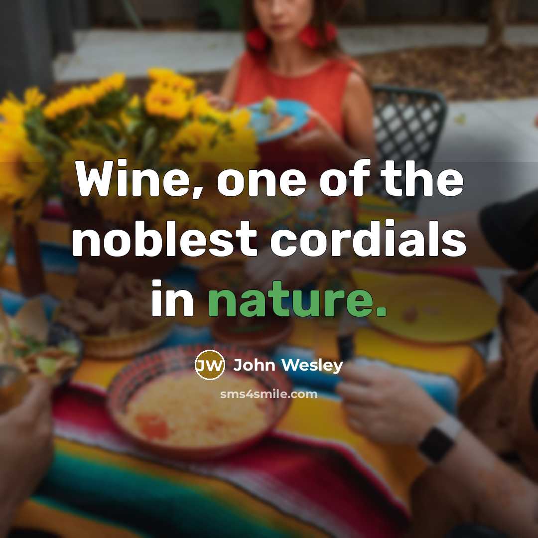 “Wine, one of the noblest cordials in nature.…” quote by John Wesley