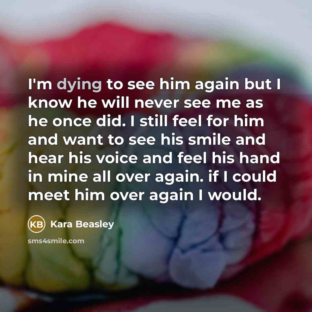 “I'm dying to see him again but I know he…” quote by Kara Beasley