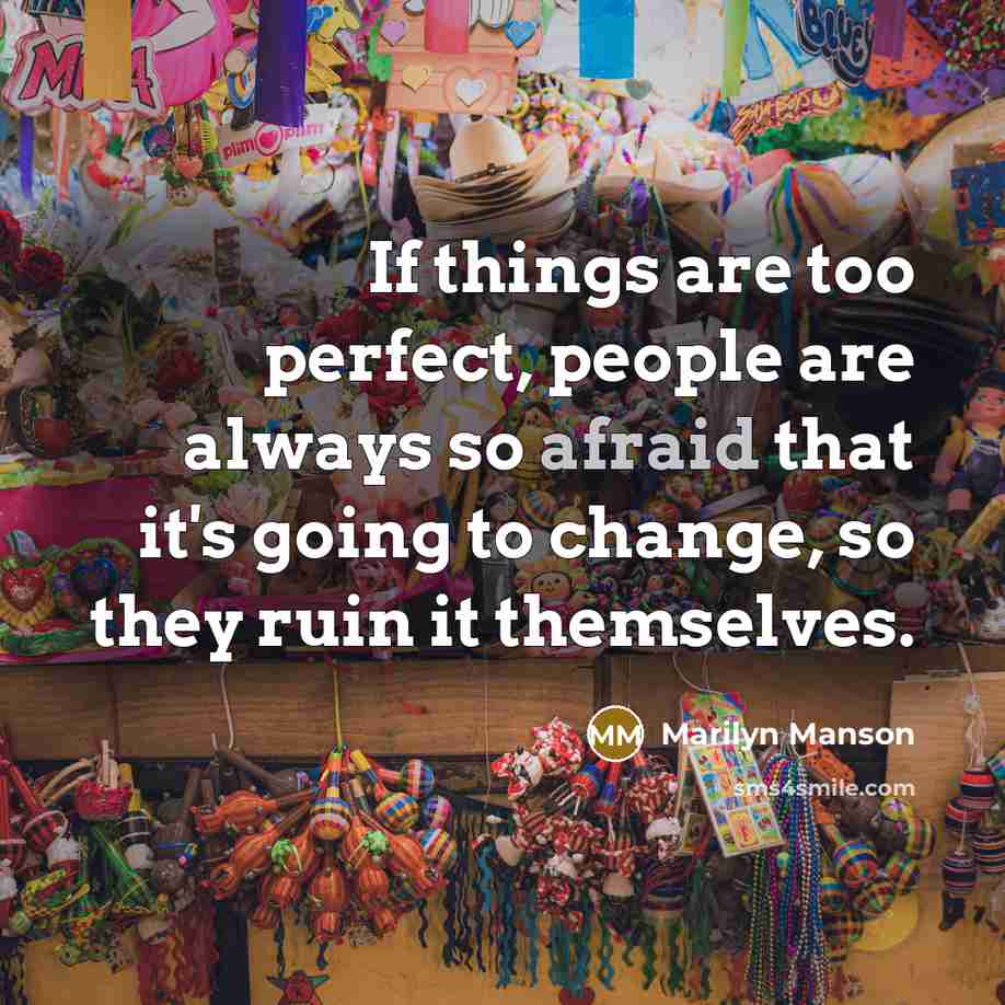 “If things are too perfect, people are always so afraid…” quote by Marilyn Manson