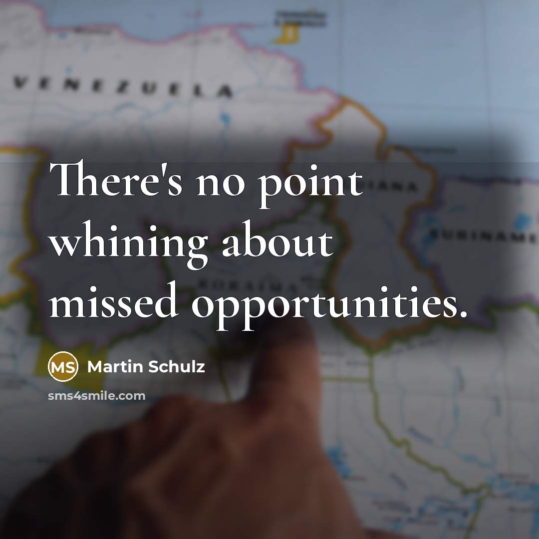 “There's no point whining about missed opportunities.…” quote by Martin Schulz
