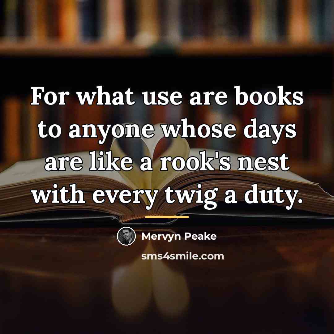 “For what use are books to anyone whose days are…” quote by Mervyn Peake