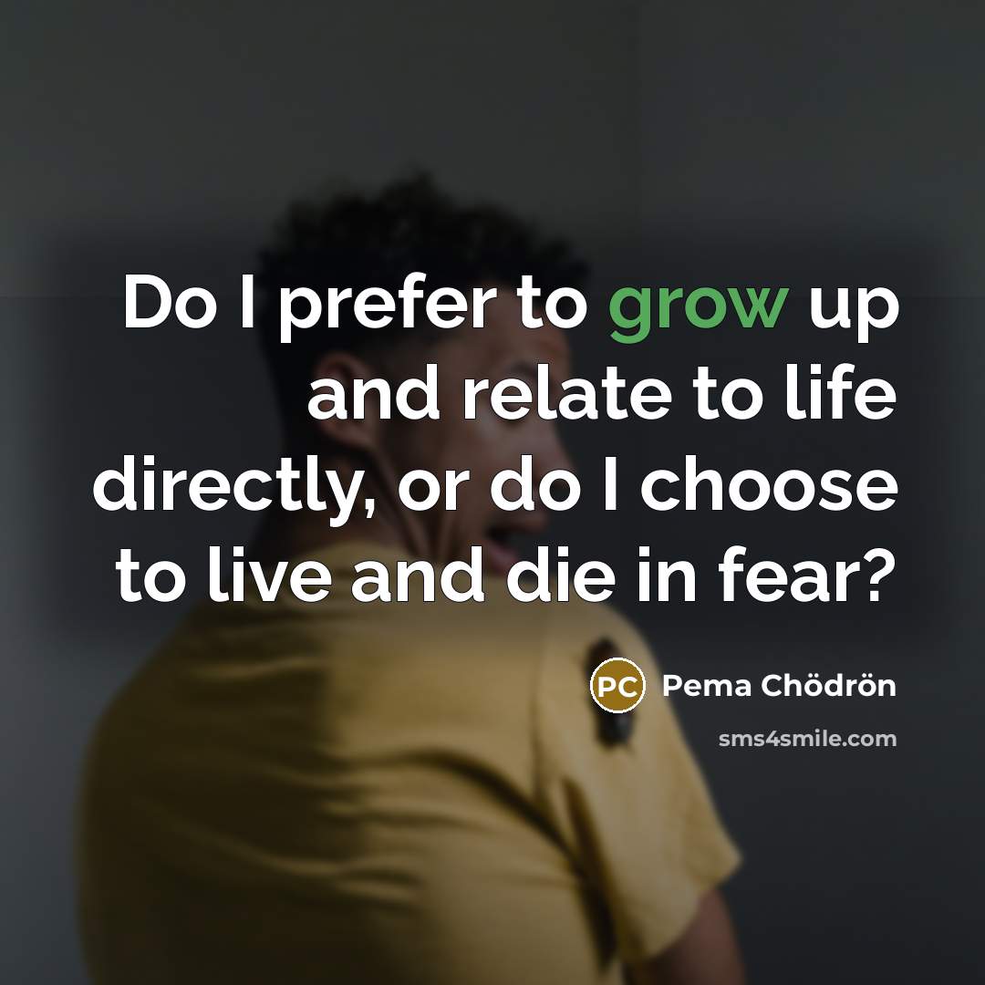 “Do I prefer to grow up and relate to life…” quote by Pema Chodron