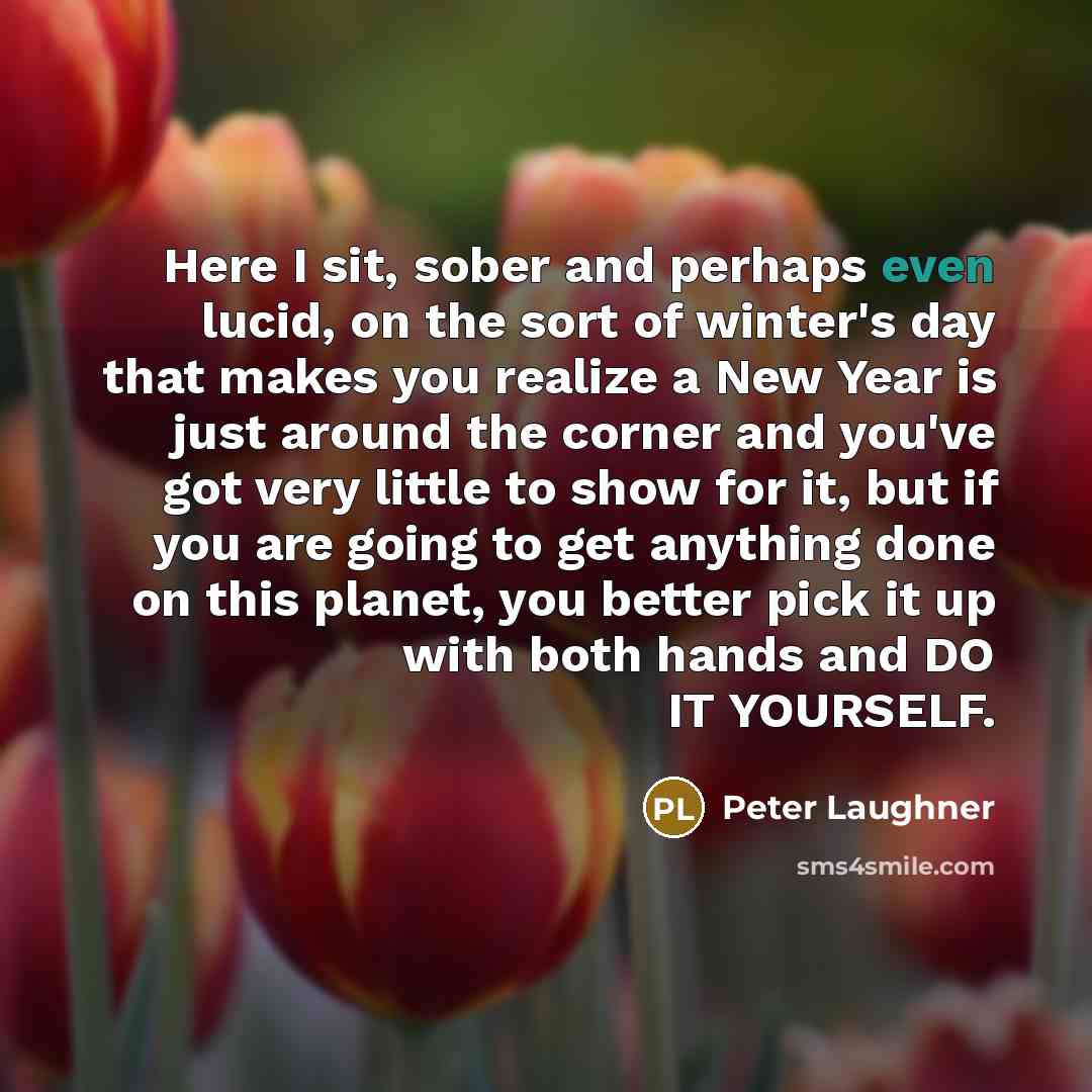 “Here I sit, sober and perhaps even lucid, on the sort of winter's day that makes you realize a New Year is just around the corner and you've got very little to show for it, but if you are going to get anything done on this planet, you better pick it up with both hands and DO IT YOURSELF.” quote by Peter Laughner