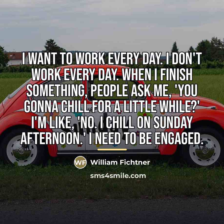 “I want to work every day. I don't work every…” quote by William Fichtner