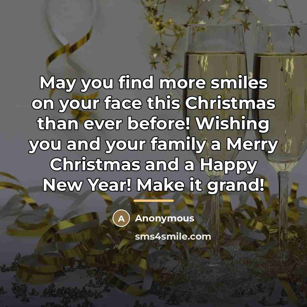 “May you find more smiles on your face this Christmas…” quote by Anonymous
