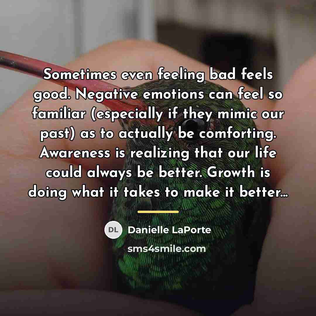 “Sometimes even feeling bad feels good. Negative emotions can feel…” quote by Danielle LaPorte
