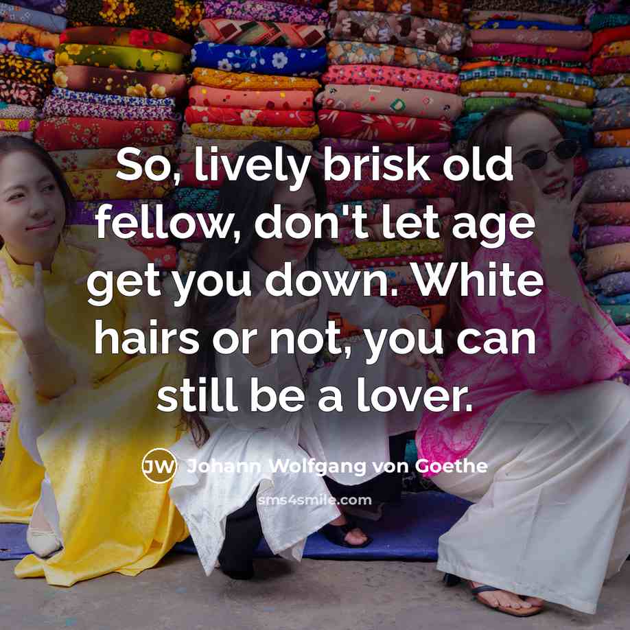 “So, lively brisk old fellow, don't let age get you…” quote by Johann Wolfgang von Goethe
