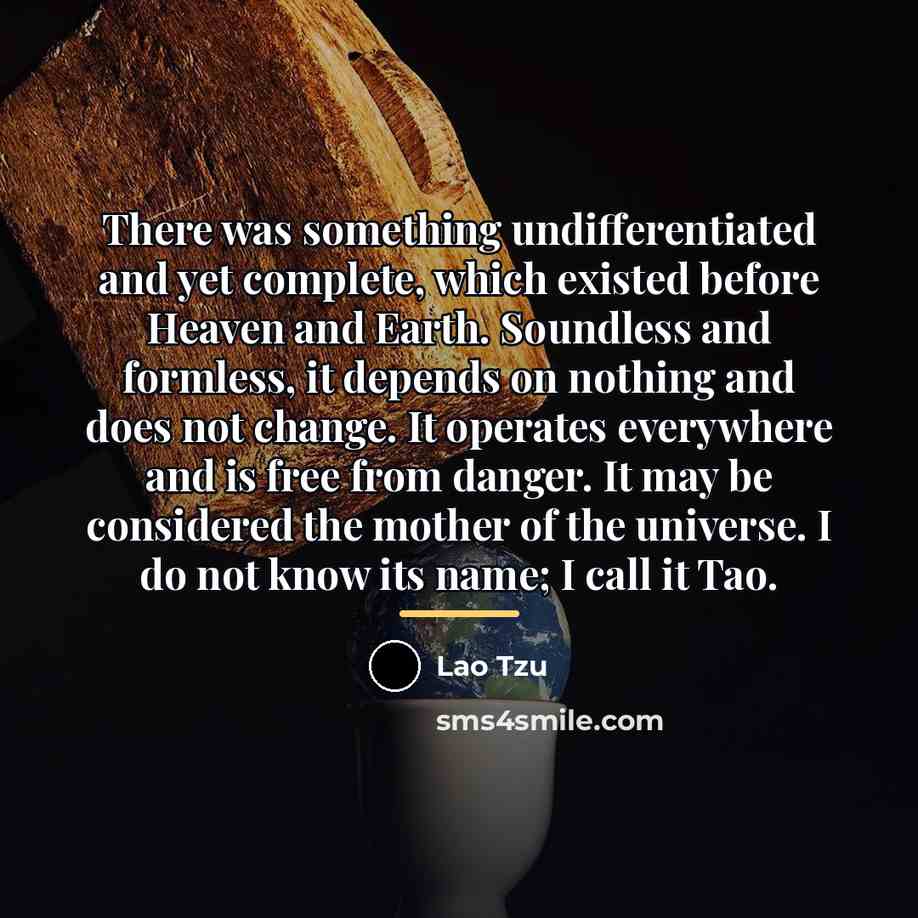 “There was something undifferentiated and yet complete, which existed before…” quote by Lao Tzu