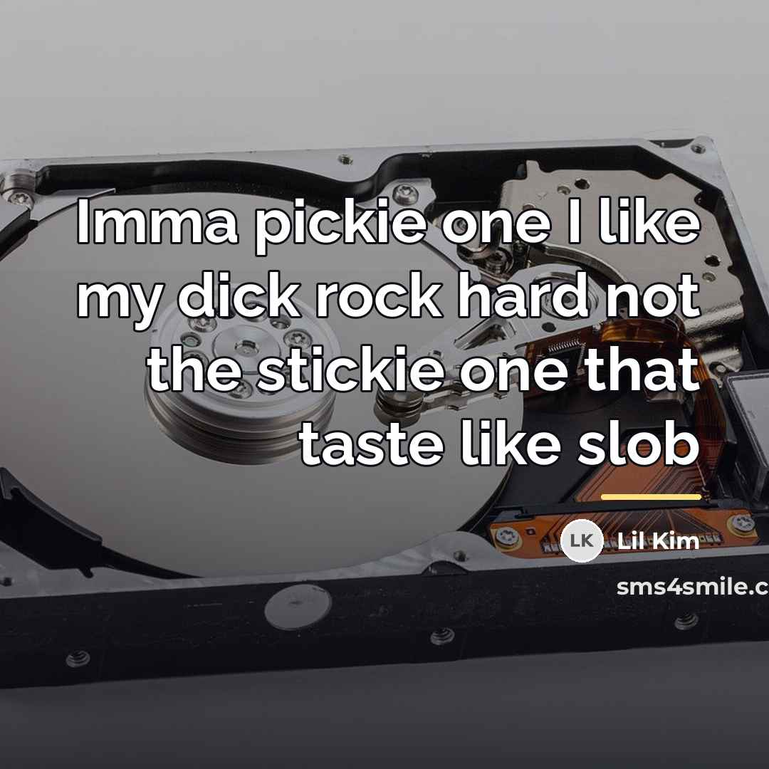 “Imma pickie one I like my dick rock hard not…” quote by Lil Kim