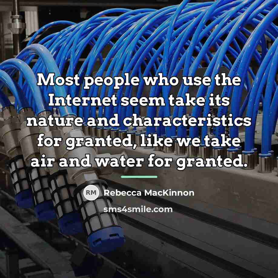 “Most people who use the Internet seem take its nature…” quote by Rebecca MacKinnon