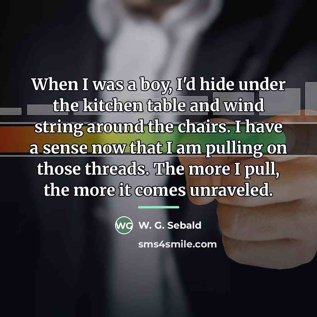 “When I was a boy, I'd hide under the kitchen…” quote by W. G. Sebald