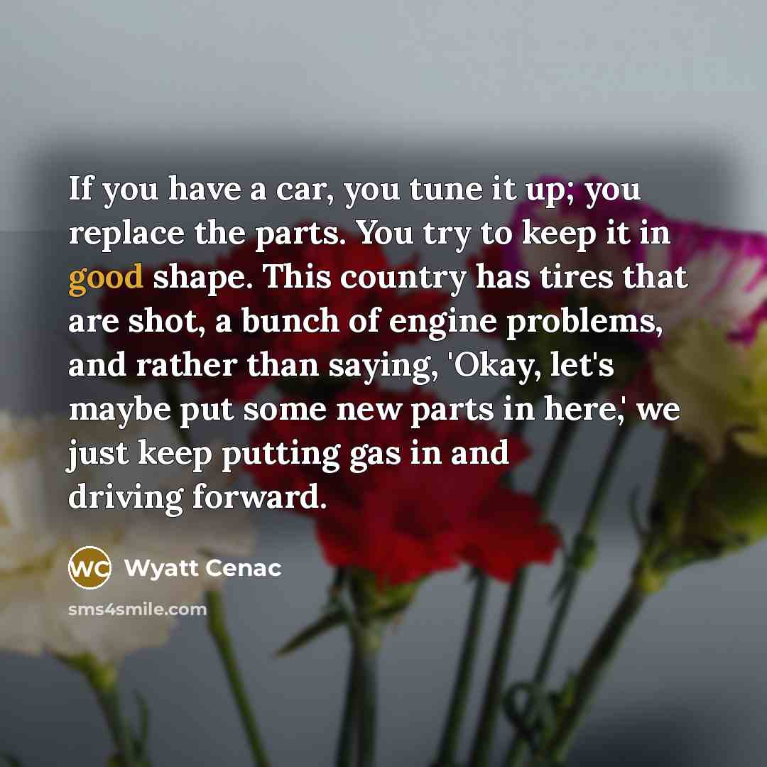 “If you have a car, you tune it up; you…” quote by Wyatt Cenac