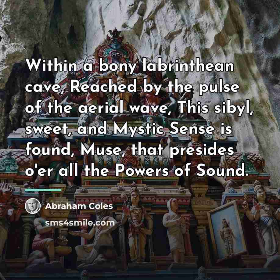 “Within a bony labrinthean cave, Reached by the pulse of…” quote by Abraham Coles