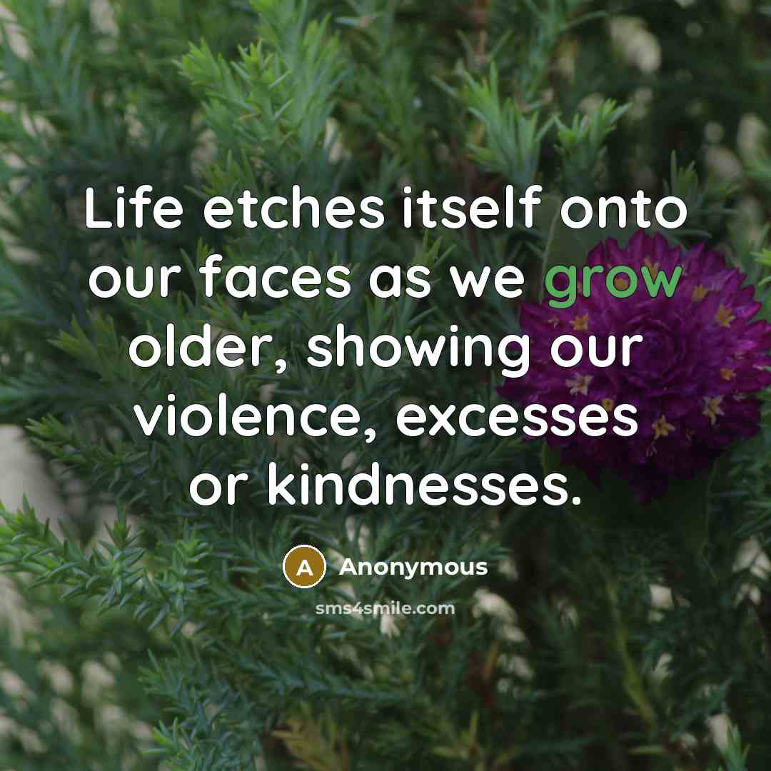 “Life etches itself onto our faces as we grow older,…” quote by Anonymous