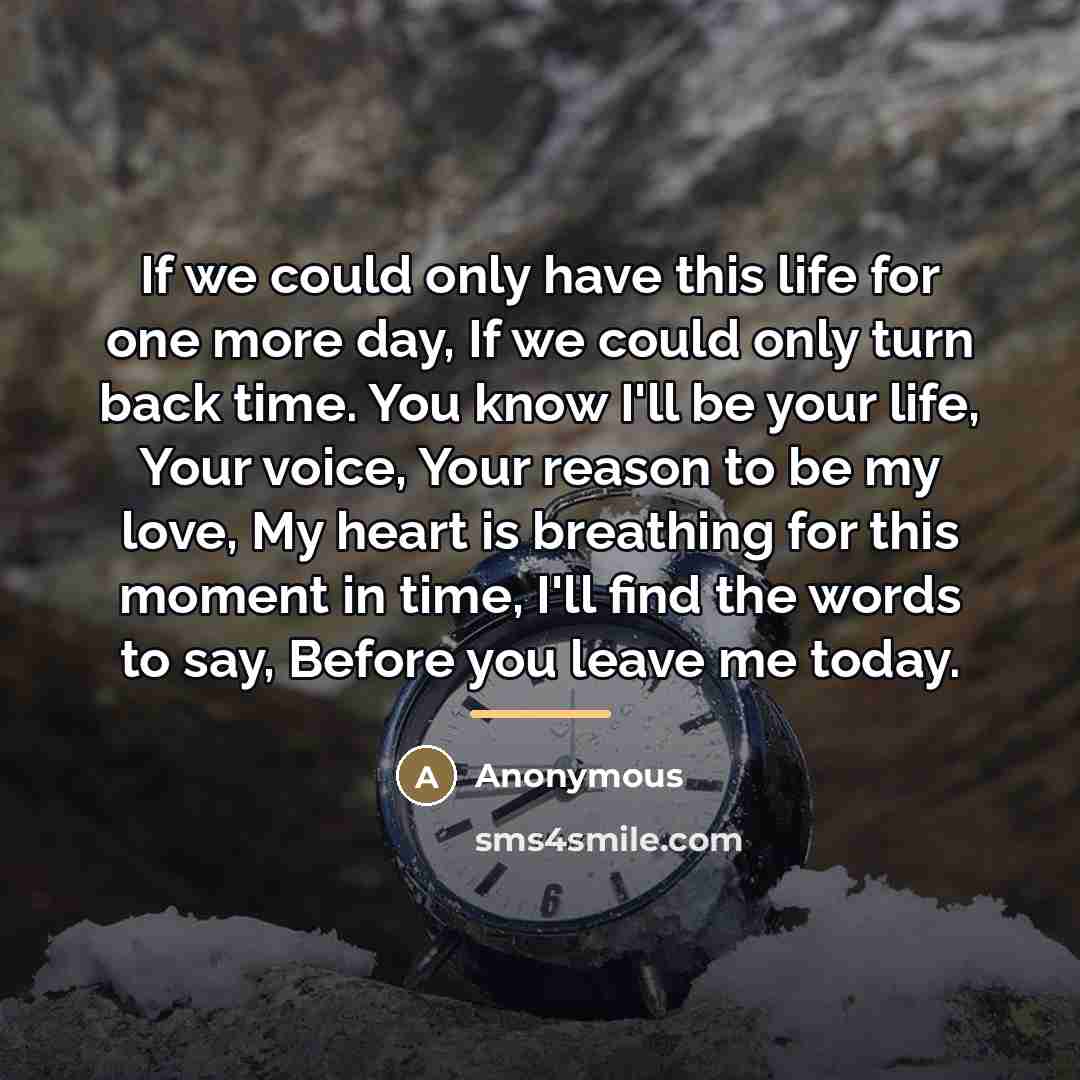 “If we could only have this life for one more…” quote by Anonymous